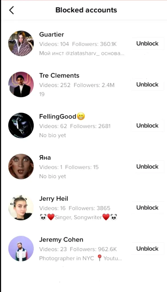 Blocked accounts